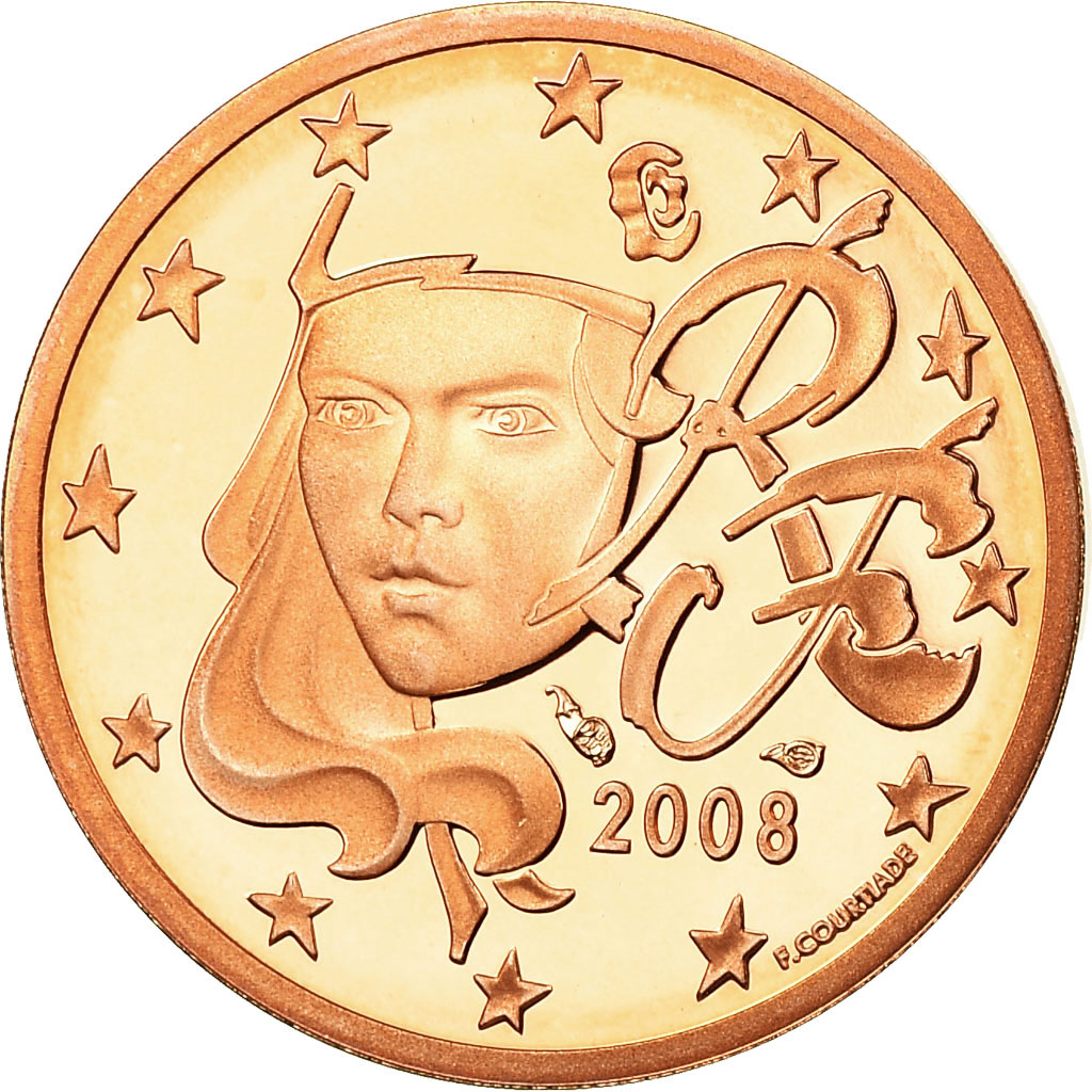 Frankreich, 2 Euro Cent, 2008, Proof, STGL, Copper Plated Steel, KM:1283