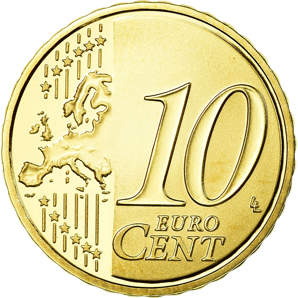 Frankreich, 10 Euro Cent, 2008, Proof, STGL, Messing, KM:1410