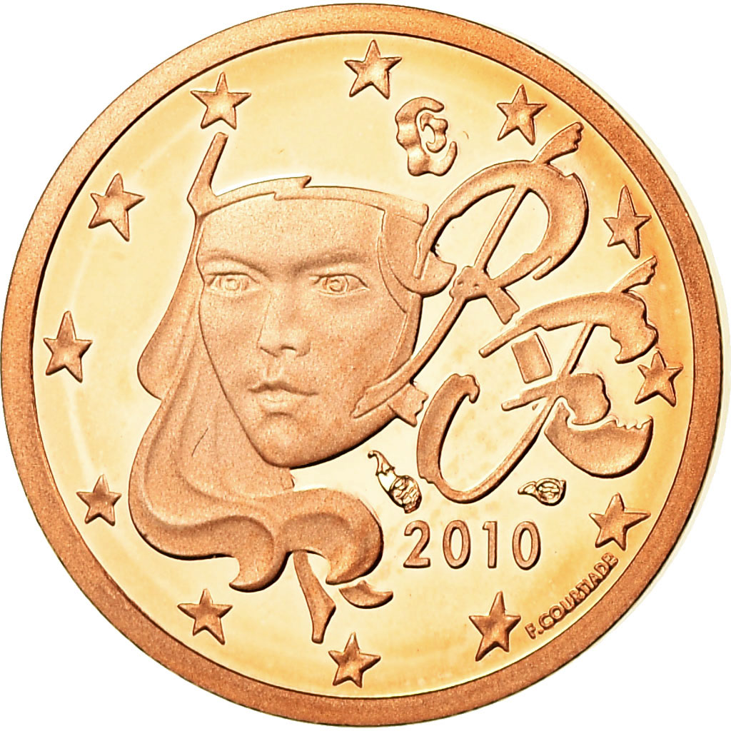 Frankreich, Euro Cent, 2010, Proof, STGL, Copper Plated Steel, KM:1282