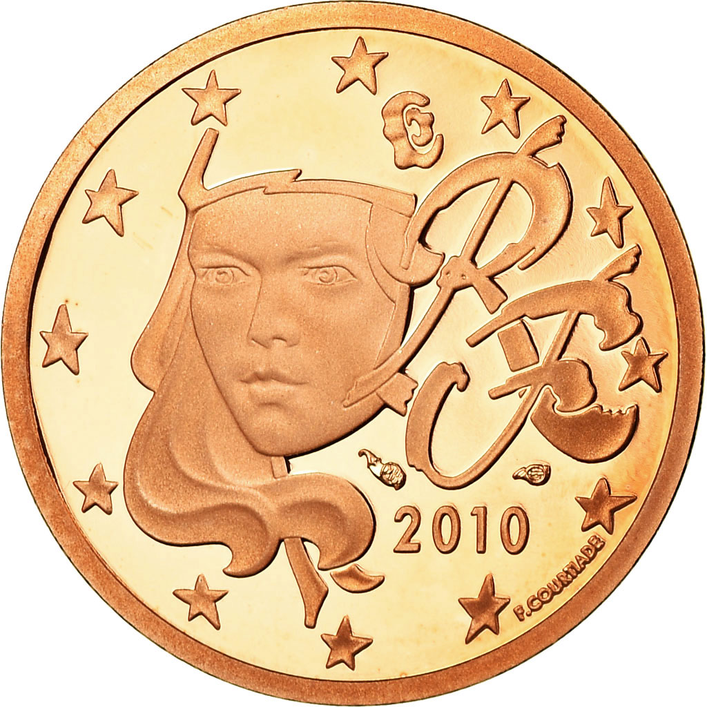 Frankreich, 5 Euro Cent, 2010, Proof, STGL, Copper Plated Steel, KM:1284