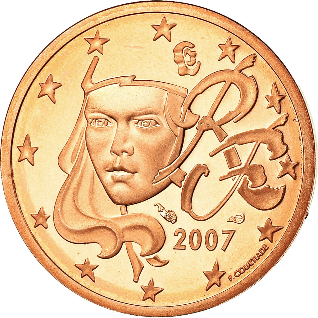 Frankreich, 2 Euro Cent, 2007, Proof, STGL, Copper Plated Steel, KM:1283