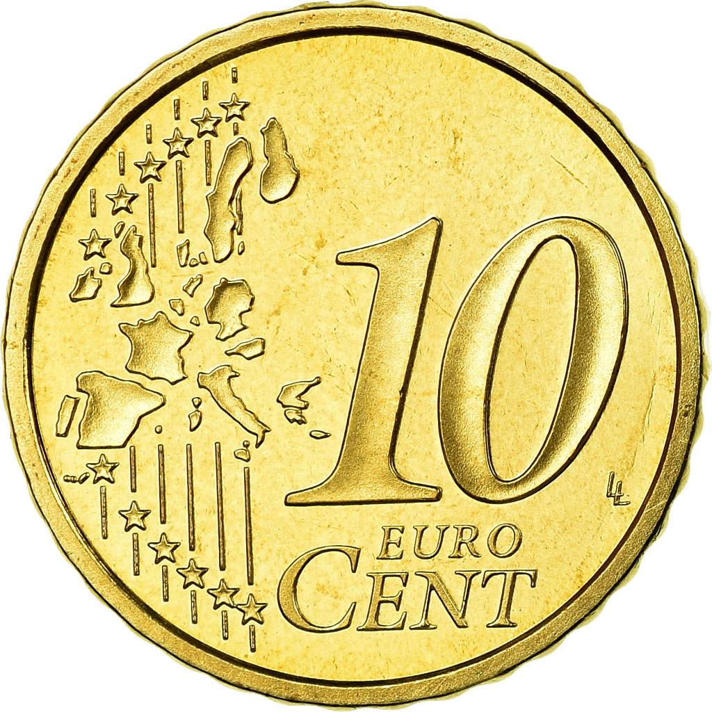 Frankreich, 10 Euro Cent, 2003, Proof, STGL, Messing, KM:1285