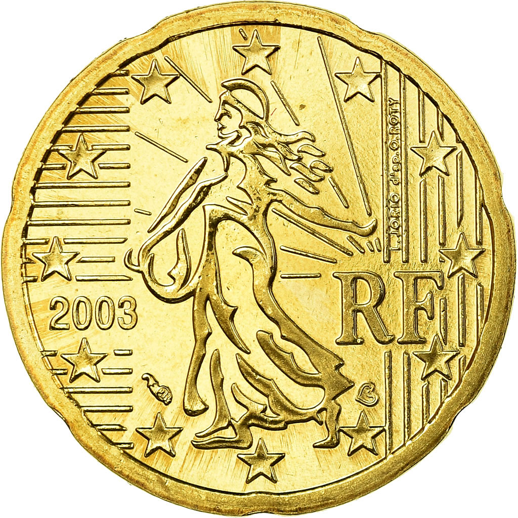 Frankreich, 20 Euro Cent, 2003, Proof, STGL, Messing, KM:1286