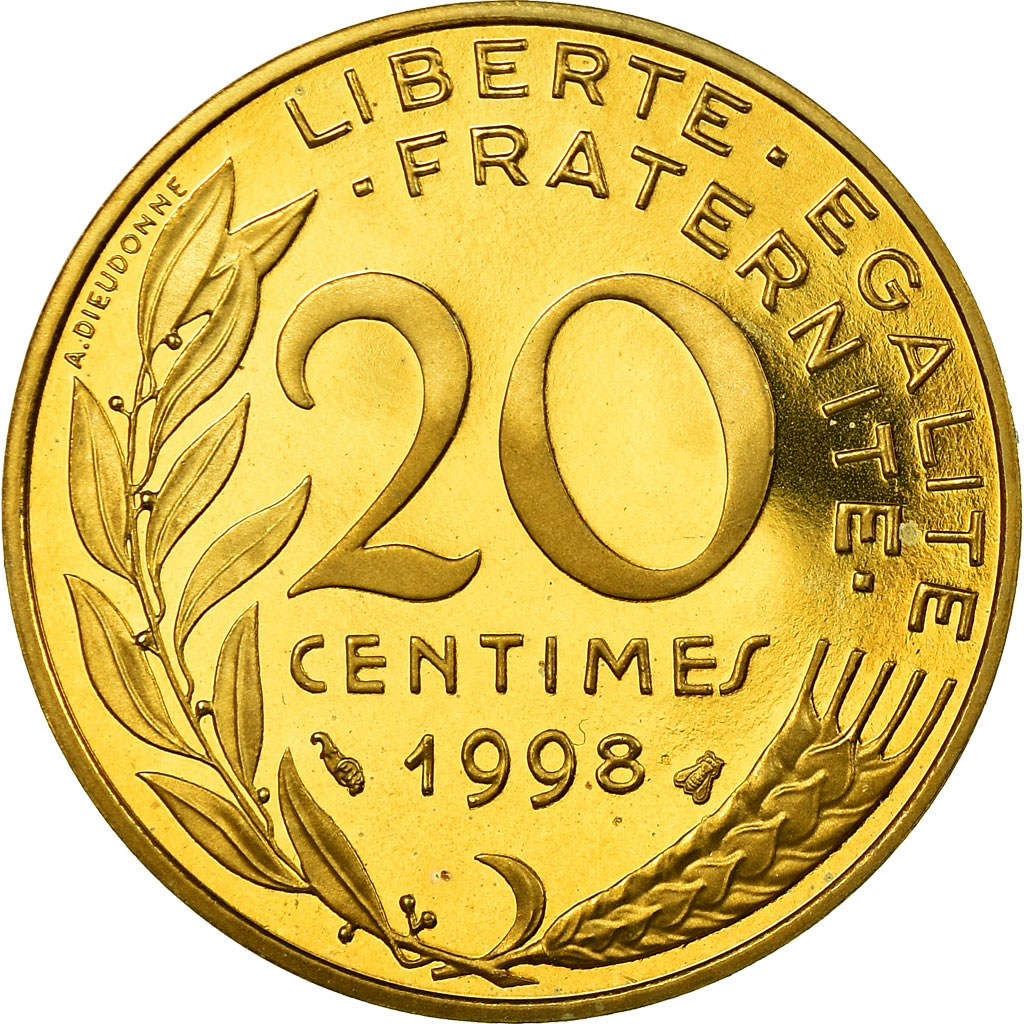 Coin, France, Marianne, 20 Centimes, 1998, Paris, Proof, 