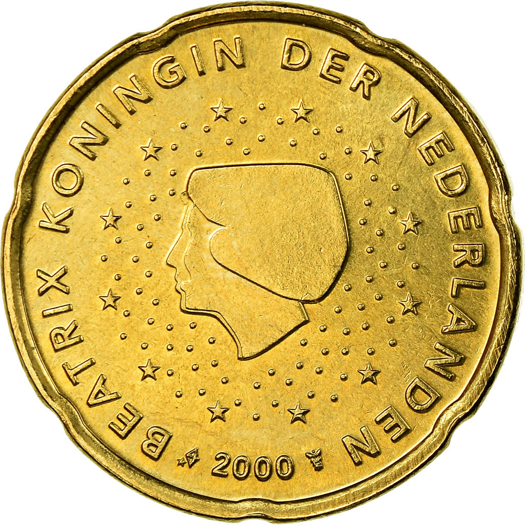 Niederlande, 20 Euro Cent, 2000, VZ, Messing, KM:238