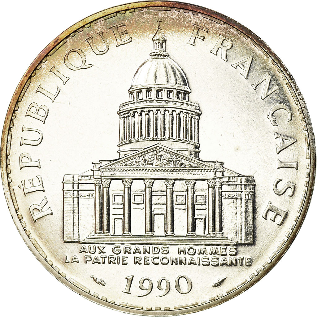 Coin, France, Panthéon, 100 Francs, 1990, Paris, MS, Silver, KM:951.1