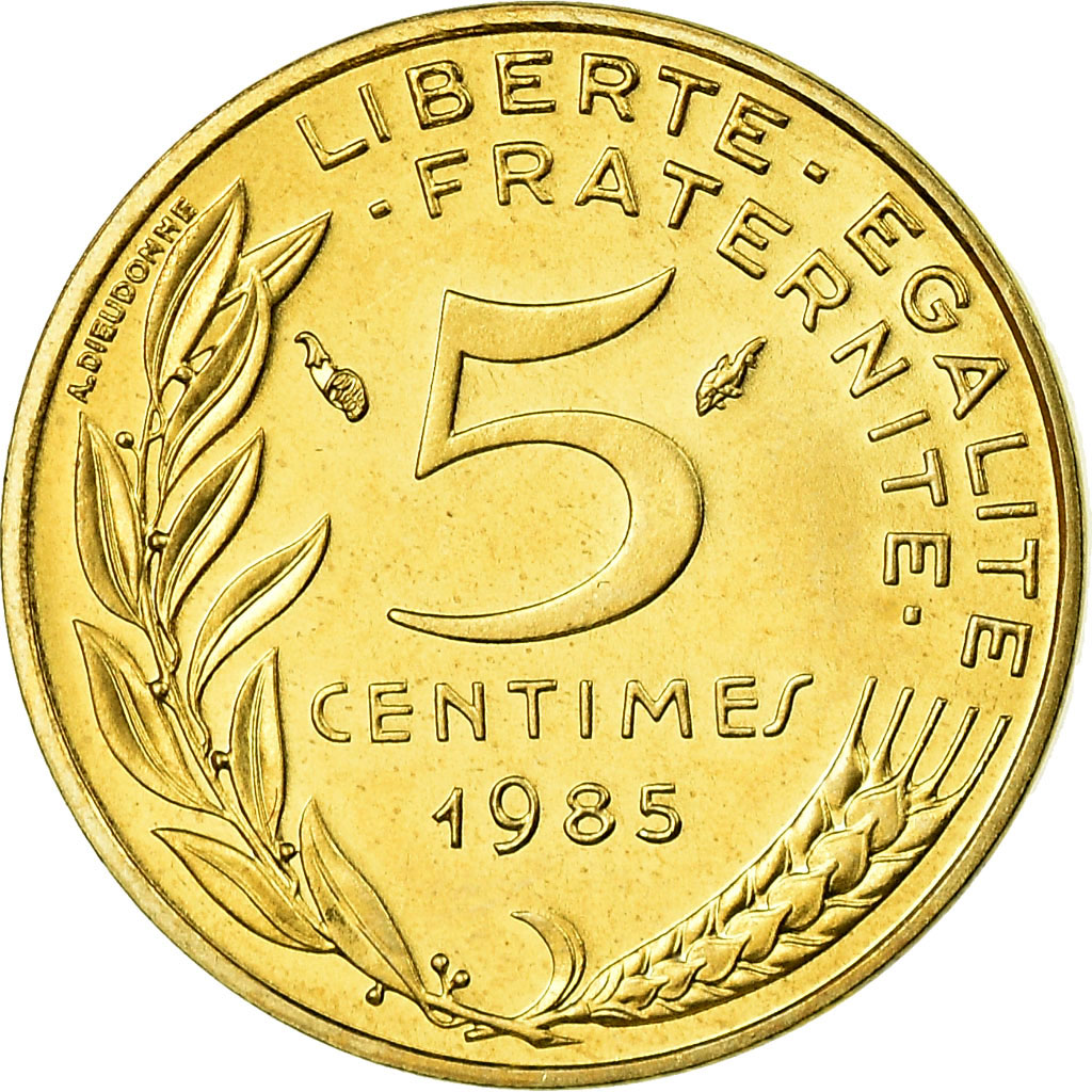 Moneda, Francia, Marianne, 5 Centimes, 1985, Paris, FDC, Aluminio - bronce