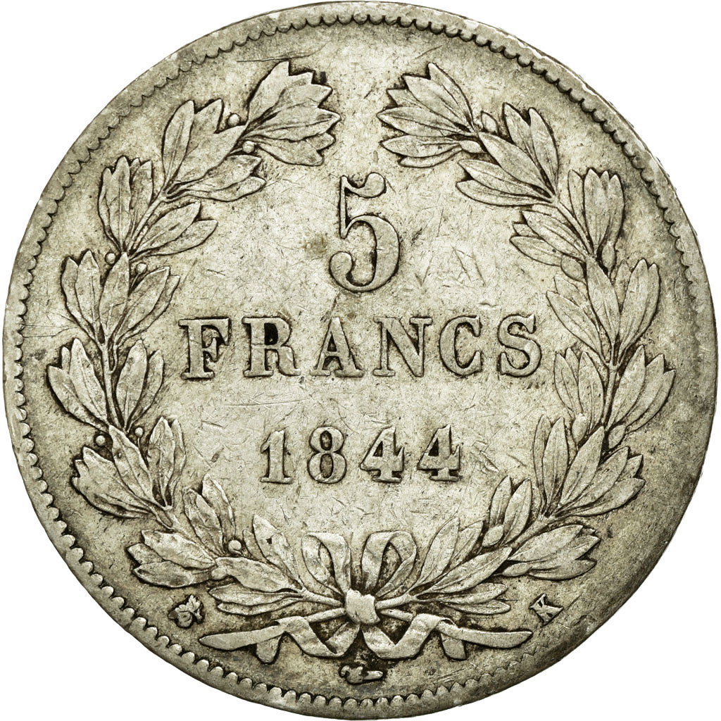 Coin, France, Louis-Philippe, 5 Francs, 1844, Bordeaux, , Silver