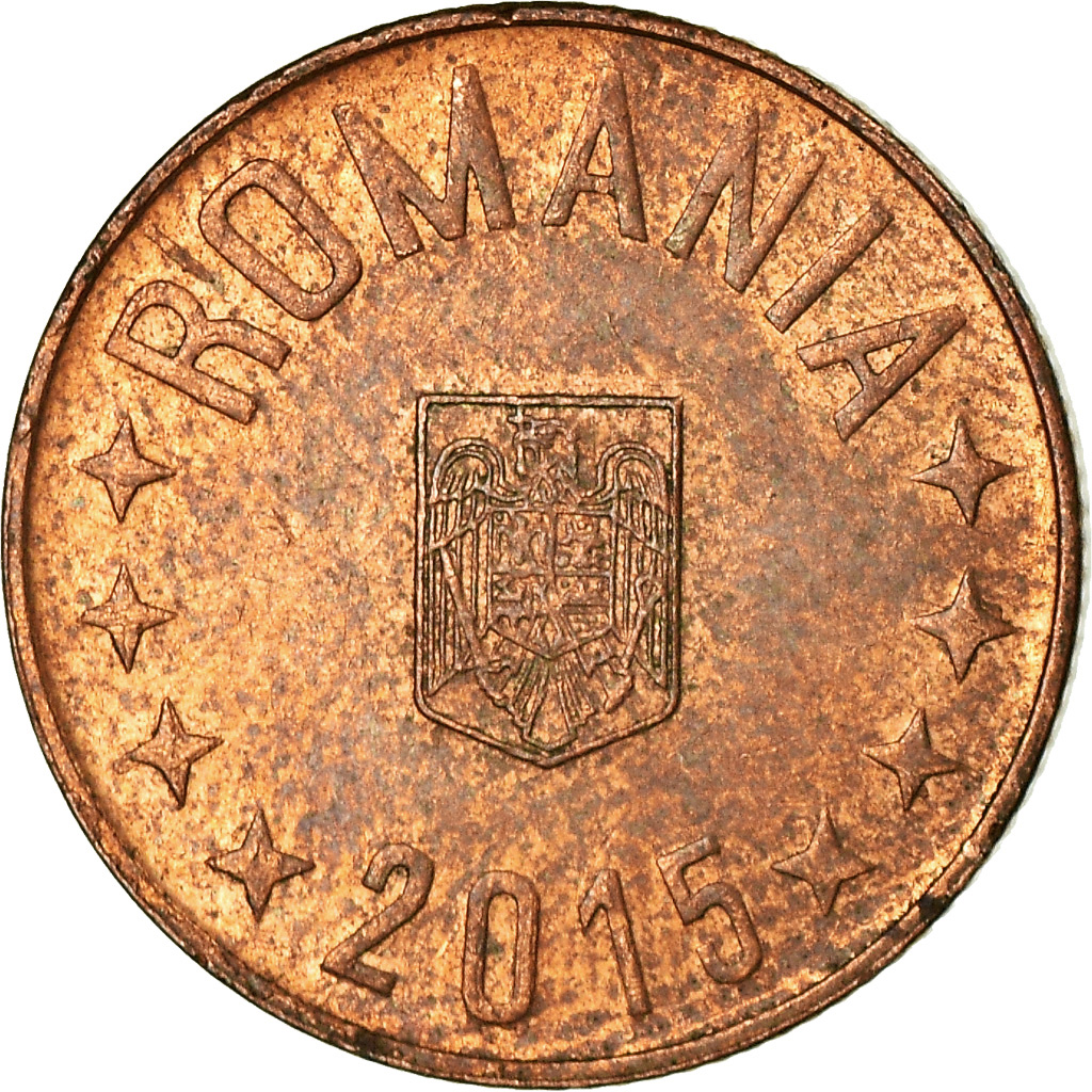 [#755363] Moneta, Romania, 5 Bani, 2015, BB, Acciaio placcato rame