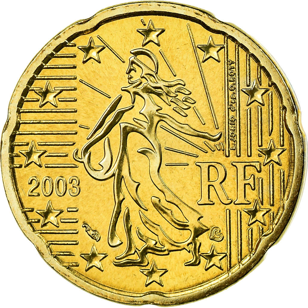 Frankreich, 20 Euro Cent, 2003, STGL, Messing, KM:1286