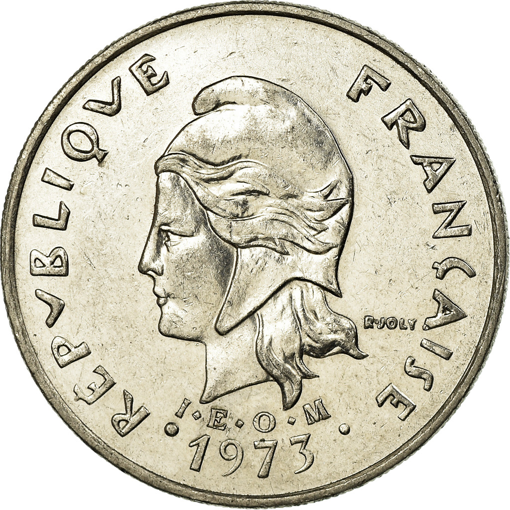 Moneda, Polinesia francesa, 20 Francs, 1973, Paris, MBC, Níquel, KM:9