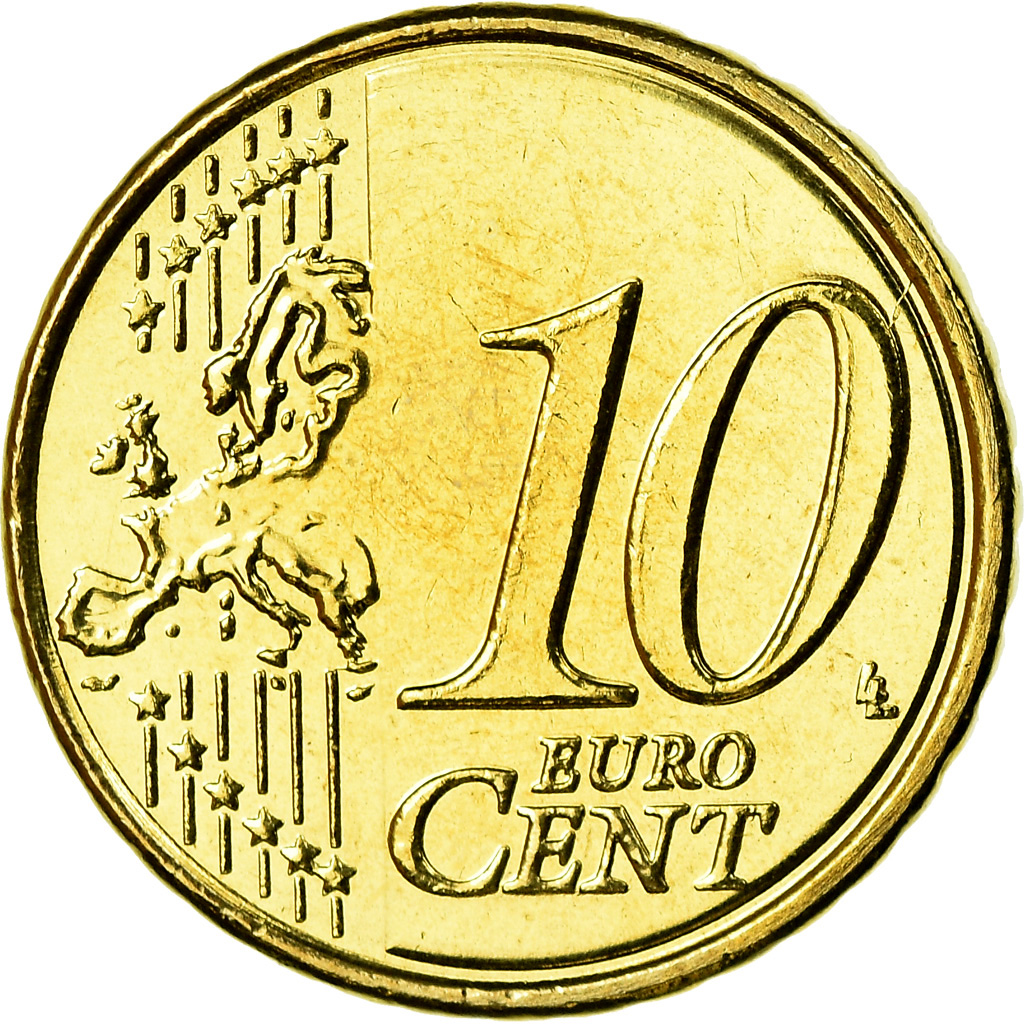 Belgien, 10 Euro Cent, 2010, UNZ, Messing, KM:277