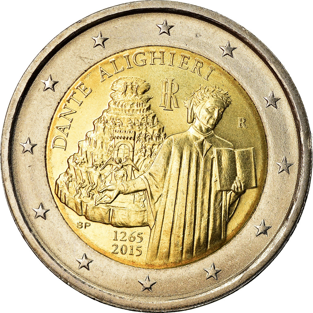 Italien, 2 Euro, Dante Alighieri, 2015, UNZ, Bi-Metallic