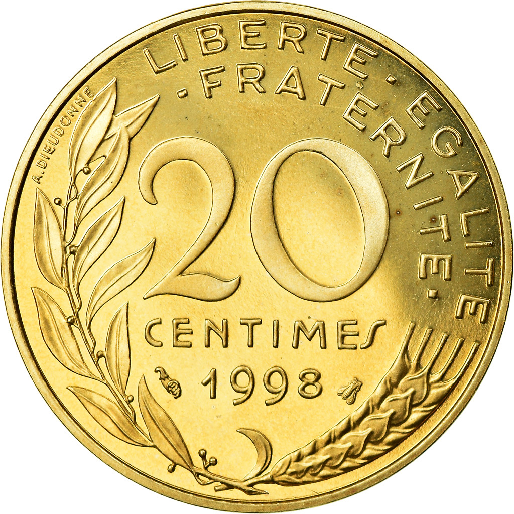 Coin, France, Marianne, 20 Centimes, 1998, Paris, Proof, 