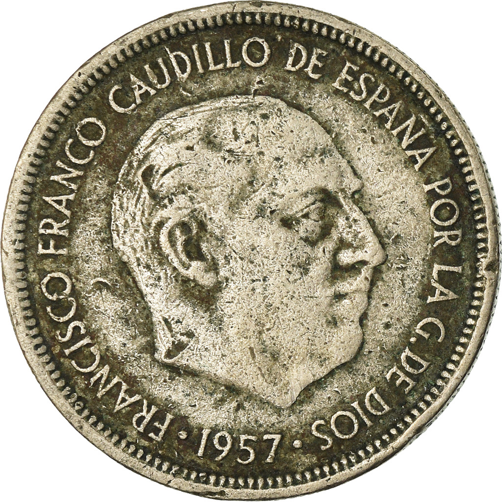 Moneda, España, Caudillo and regent, 5 Pesetas, 1973, BC+, Cobre - níquel