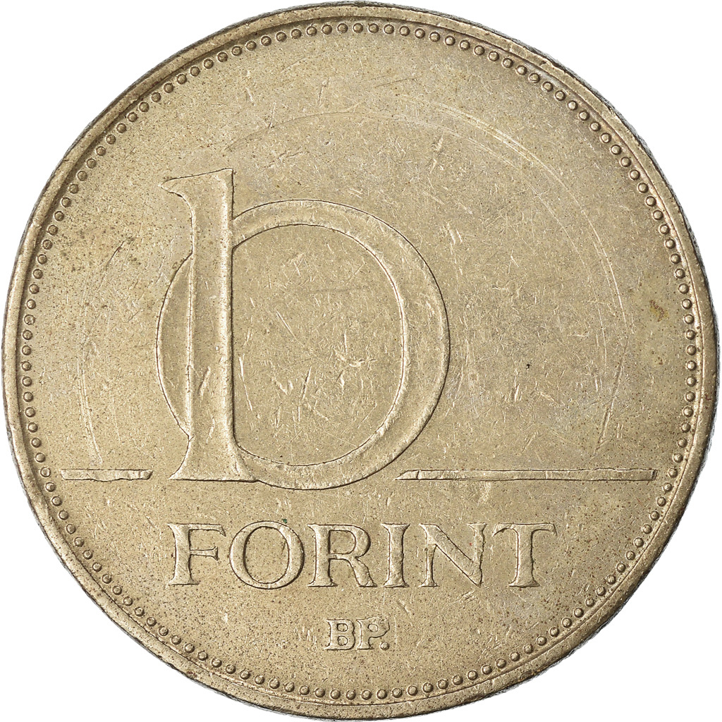 Moneda, Hungría, 10 Forint, 2001, MBC, Cobre - níquel, KM:695