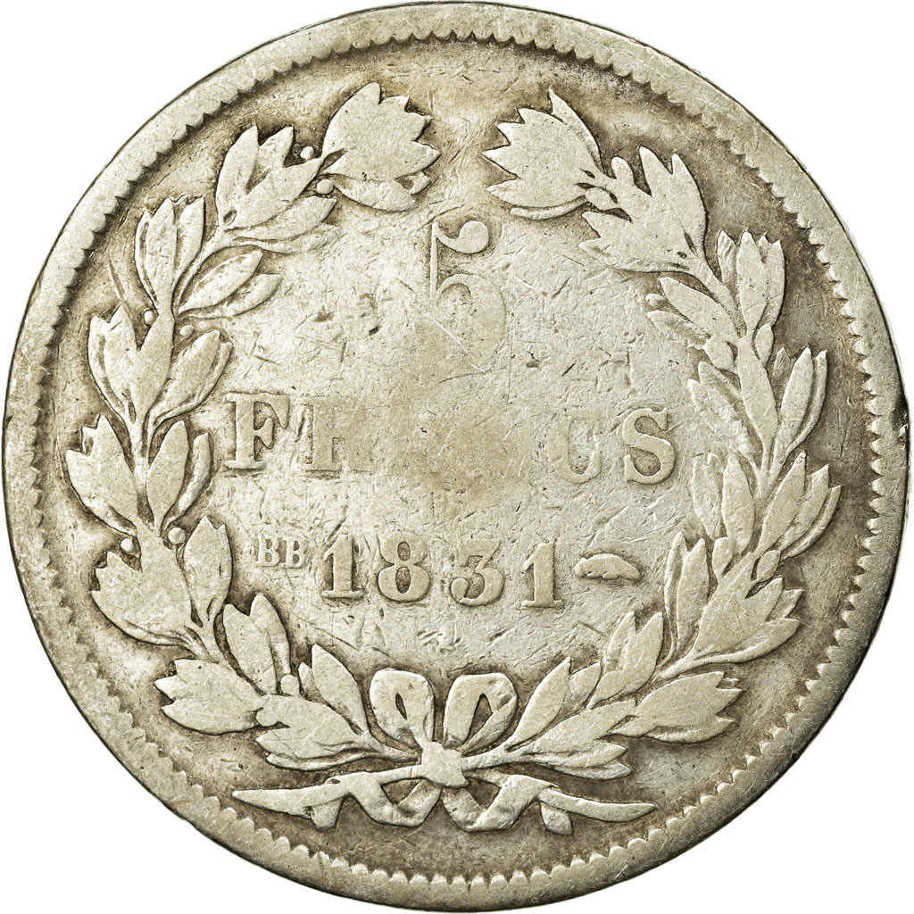 Coin, France, Louis-Philippe, 5 Francs, 1831, Strasbourg, , Silver