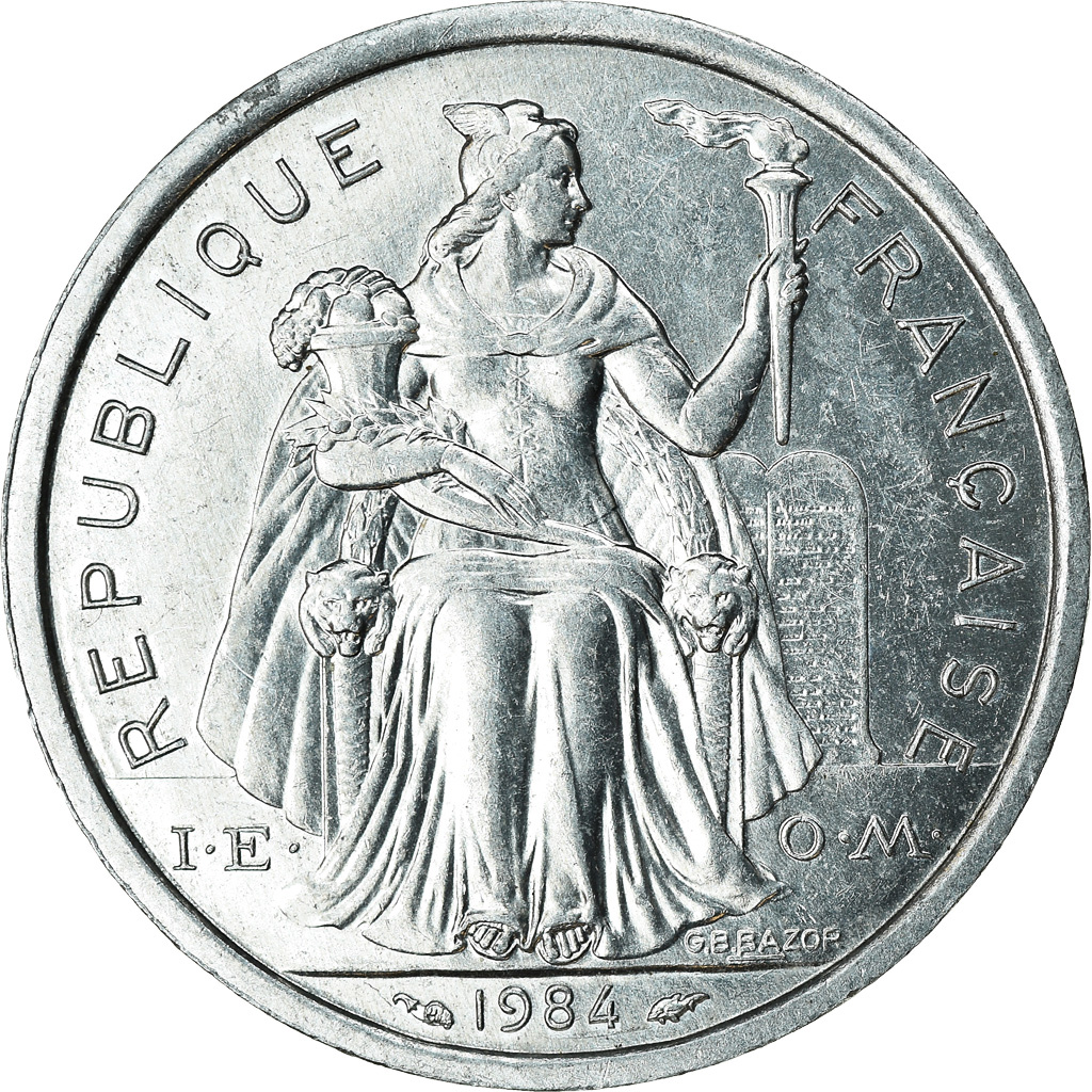 Moneda, Polinesia francesa, 2 Francs, 1984, Paris, EBC, Aluminio, KM:10