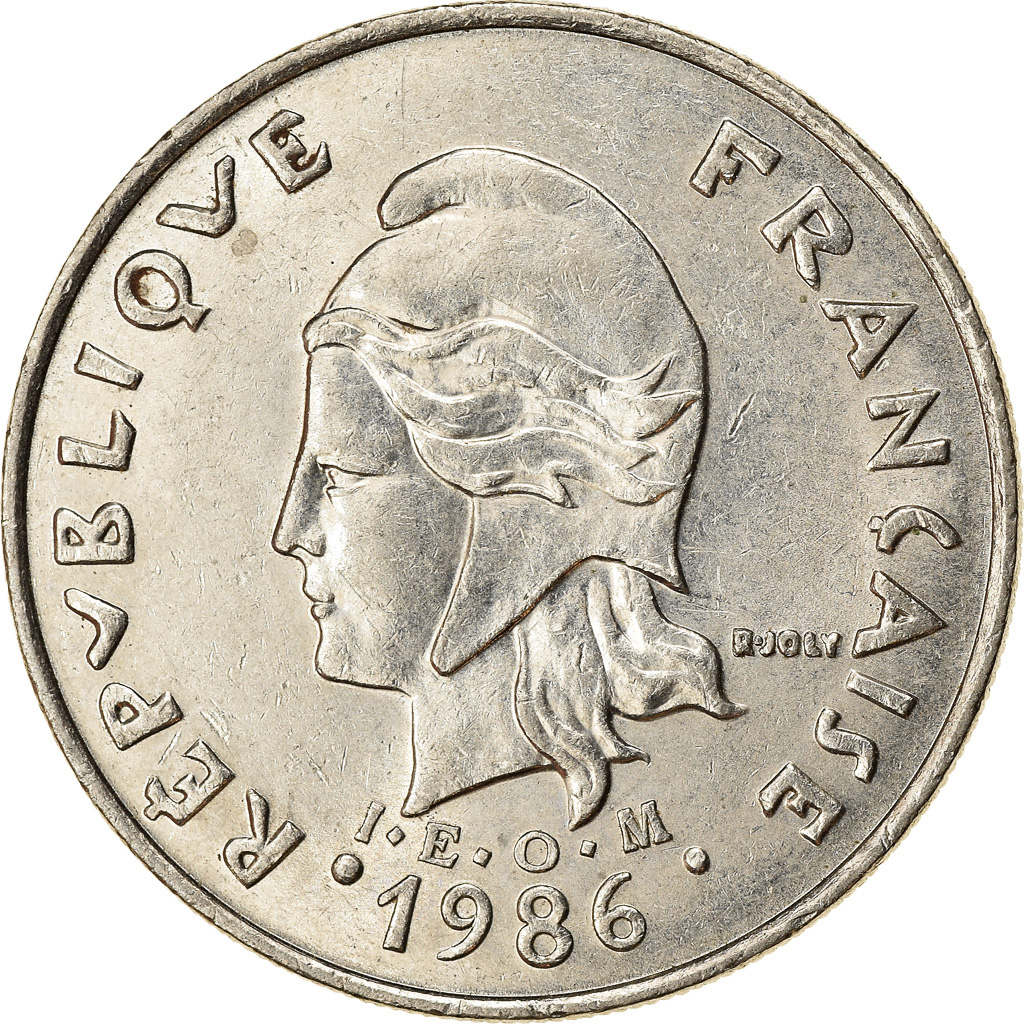 Moneda, Polinesia francesa, 20 Francs, 1986, Paris, MBC, Níquel, KM:9