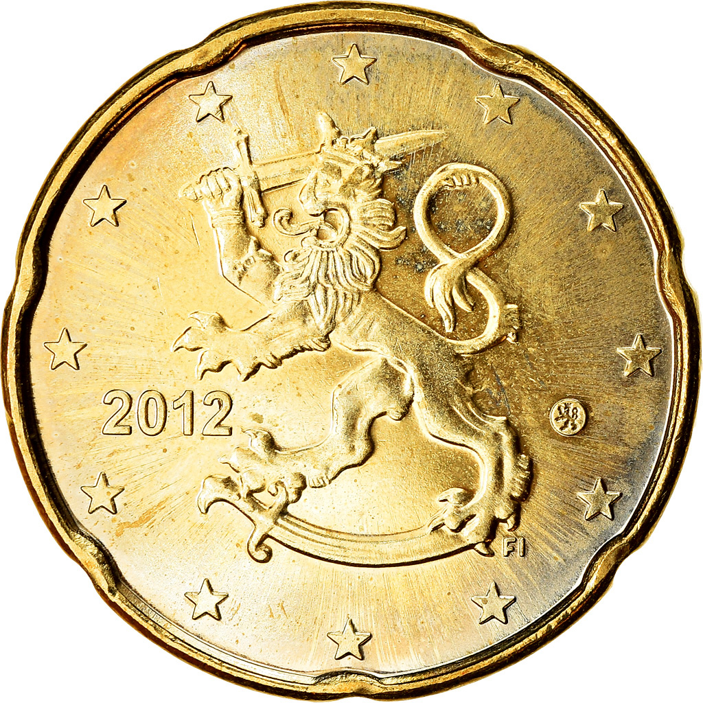 [#765700] Finnland, 20 Euro Cent, 2012, VZ, Messing, KM:127