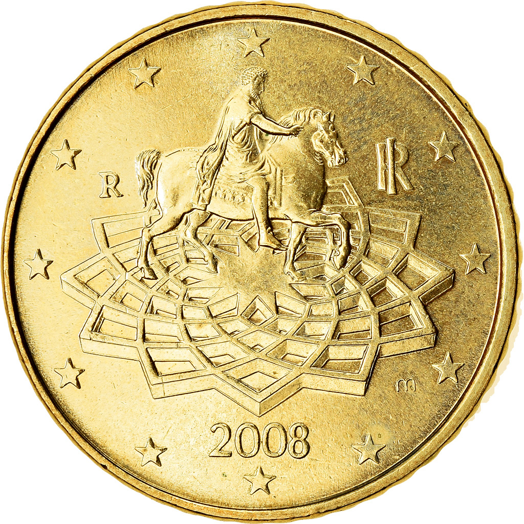 Italien, 50 Euro Cent, 2008, UNZ, Messing, KM:249