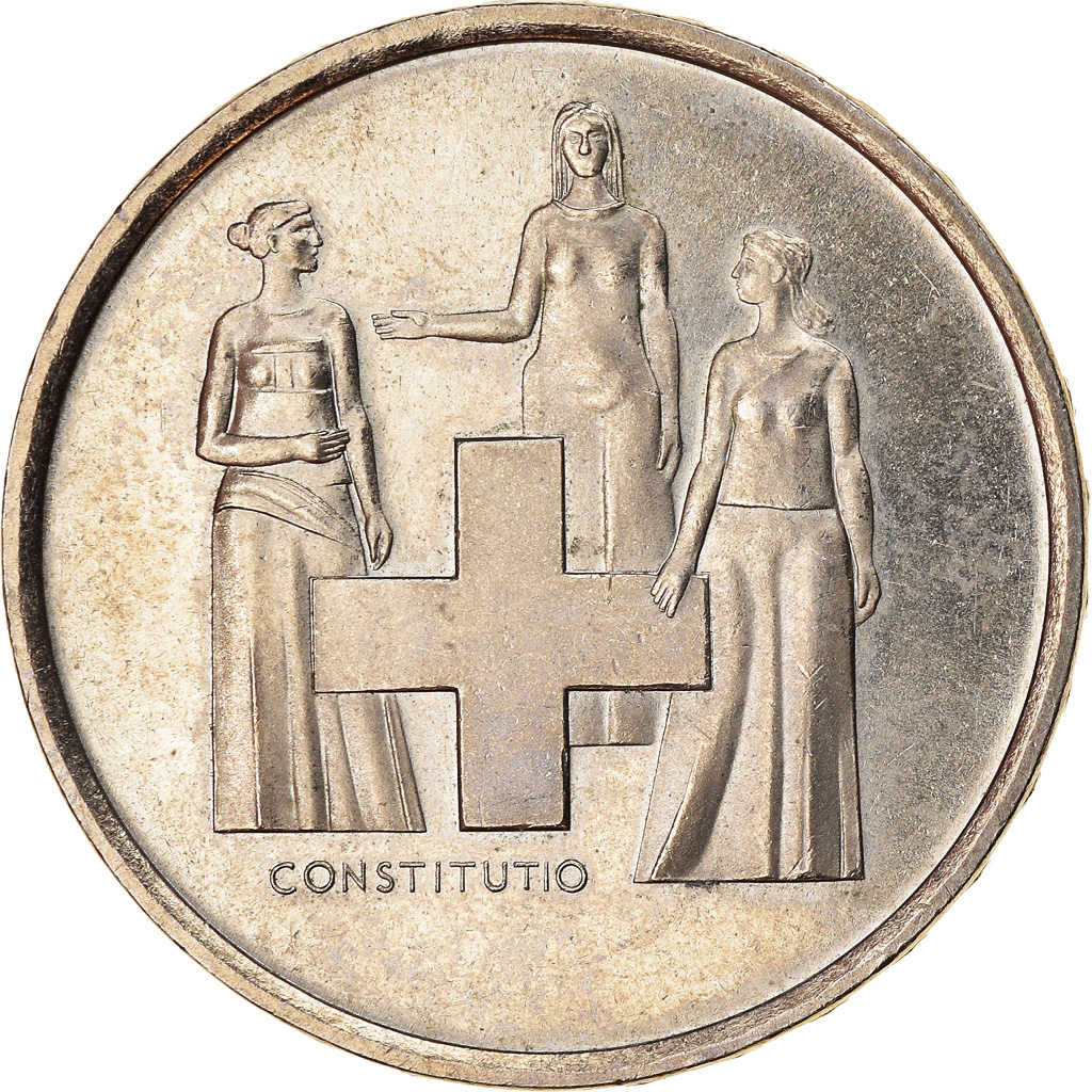 Coin, Switzerland, Révision de la Constitution, 5 Francs, 1974, 