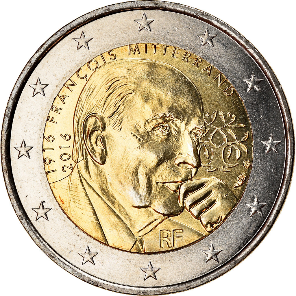 France, 2 Euro, François Mitterrand, 2016, SPL, Bi-Metallic