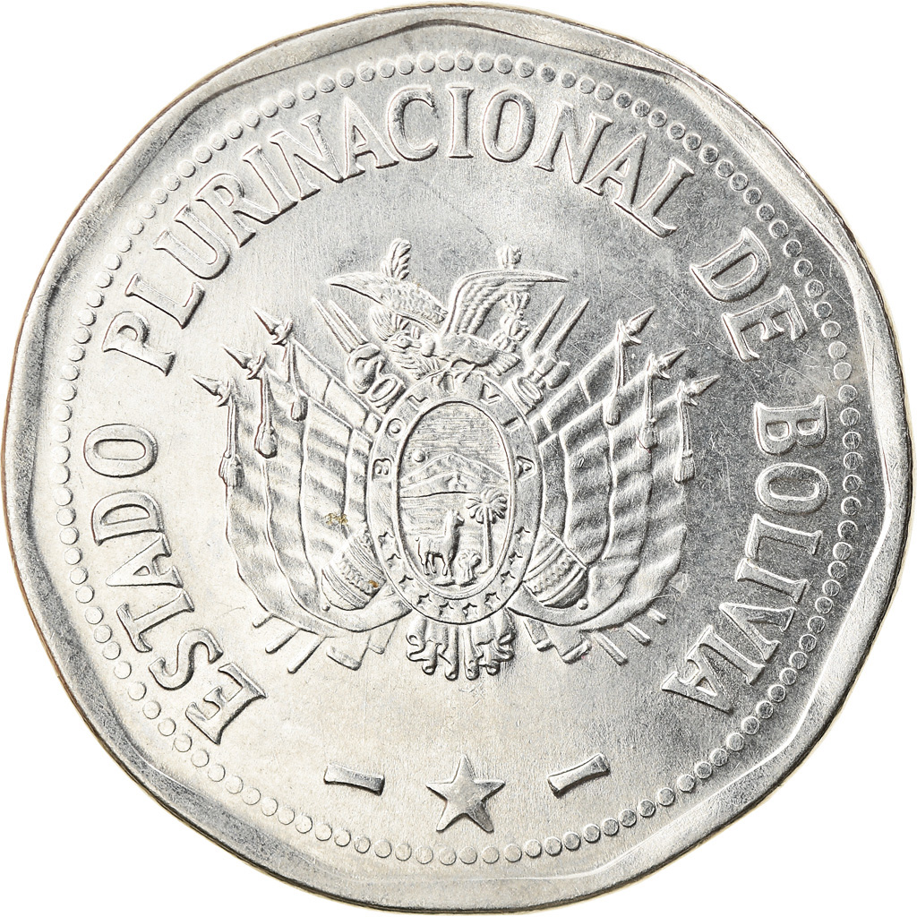 Moneda, Bolivia, 2 Bolivianos, 2010, EBC, Acero inoxidable, KM:218