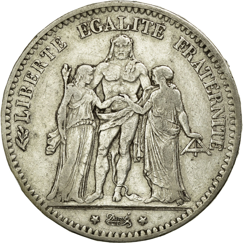 Coin, France, Hercule, 5 Francs, 1877, Bordeaux, , Silver, KM:820.2