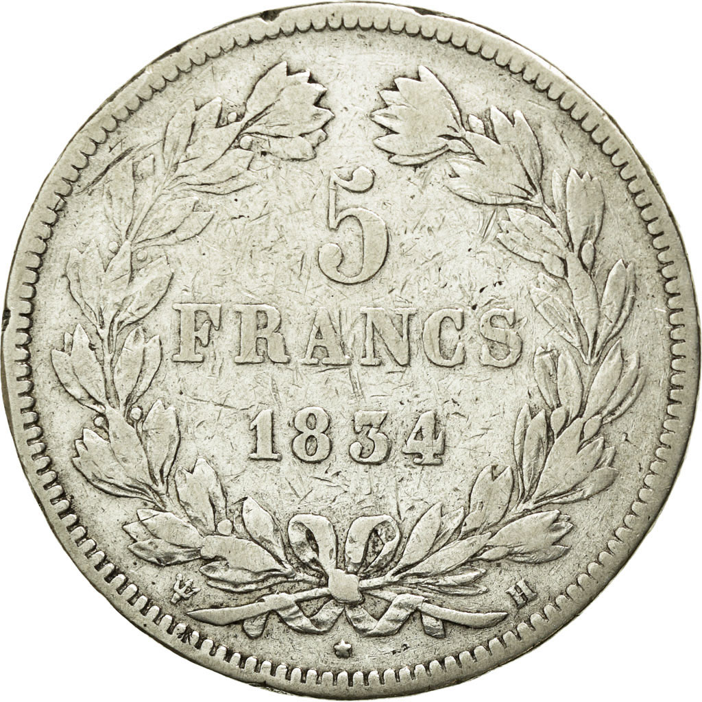 Coin, France, Louis-Philippe, 5 Francs, 1834, La Rochelle, , Silver