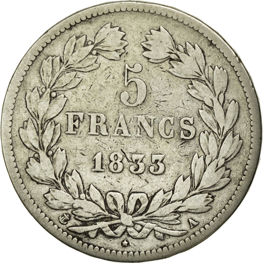 Coin, France, Louis-Philippe, 5 Francs, 1833, Paris, , Silver