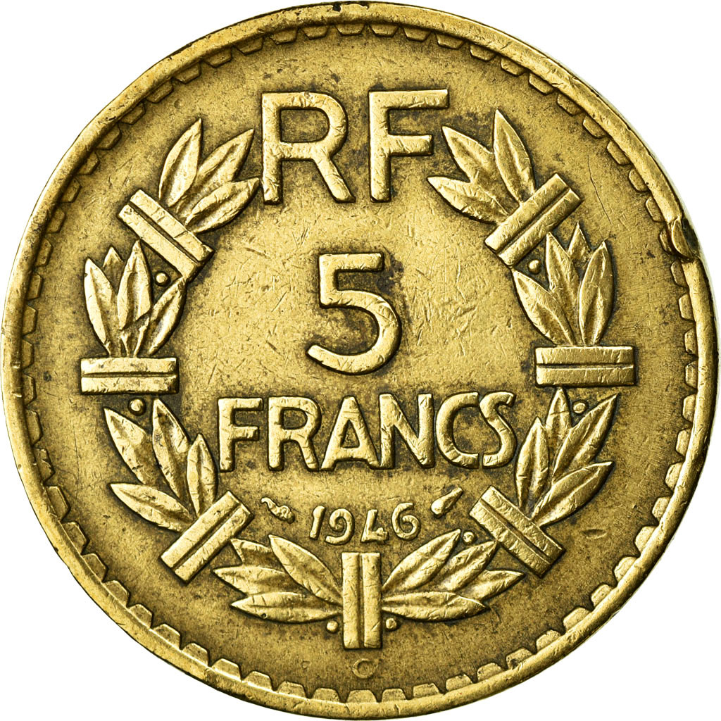 Coin, France, Lavrillier, 5 Francs, 1945, Castelsarrasin, 