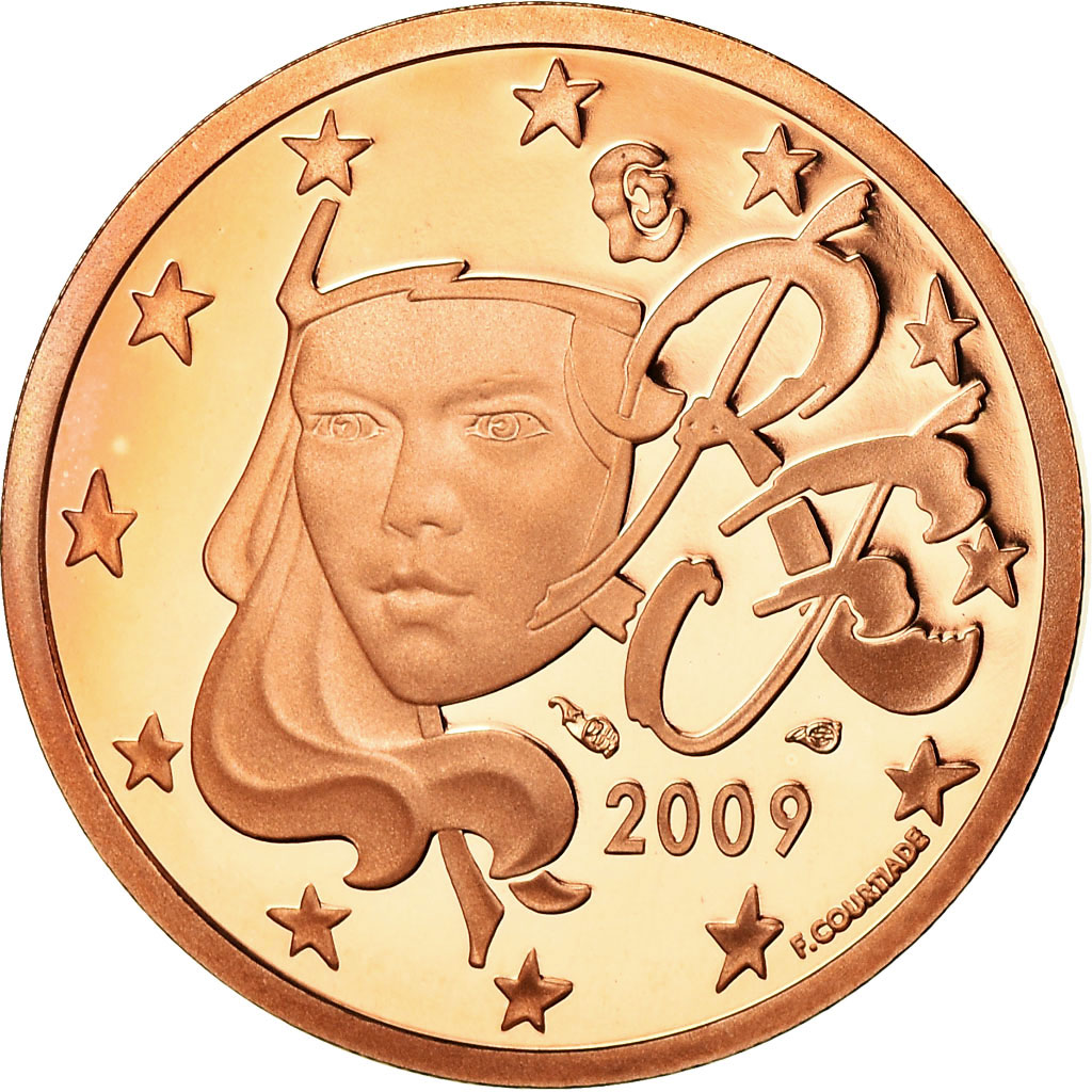 Frankreich, 5 Euro Cent, 2009, BE, STGL, Copper Plated Steel, KM:1284