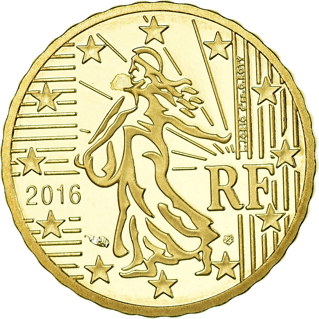 Frankreich, 10 Euro Cent, 2016, BE, STGL, Messing, KM:New