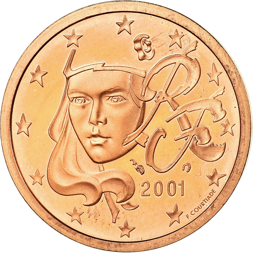 Frankreich, 5 Euro Cent, 2001, BE, STGL, Copper Plated Steel, KM:1284