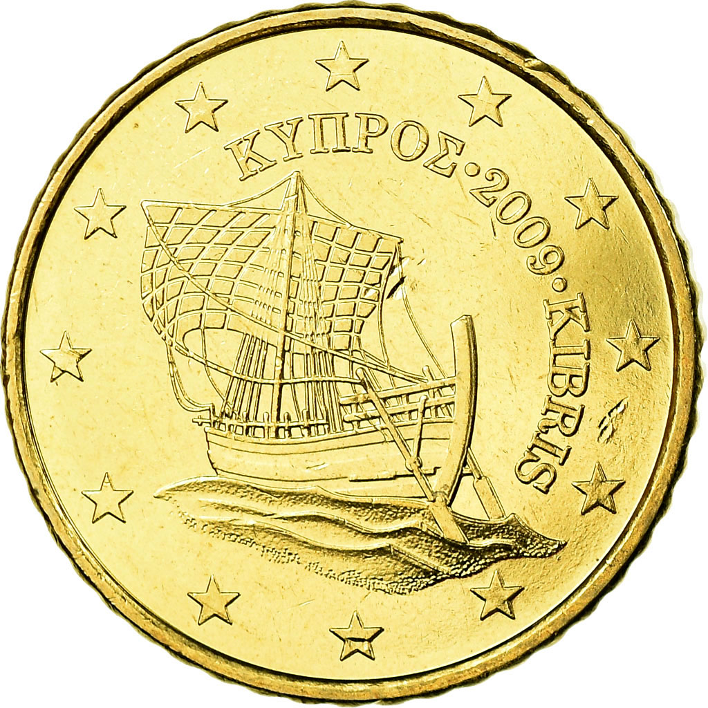 Chipre, 50 Euro Cent, 2009, EBC, Latón, KM:83