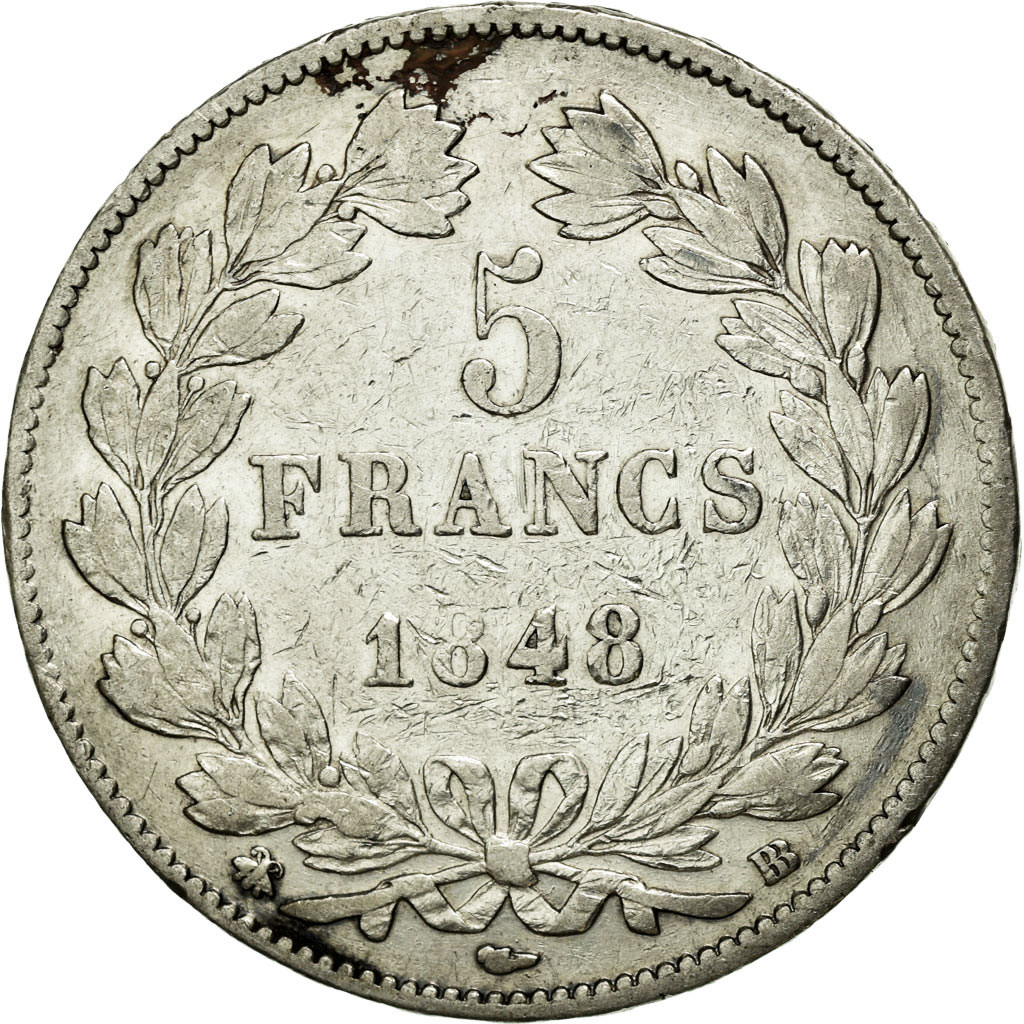 Coin, France, Louis-Philippe, 5 Francs, 1848, Strasbourg, , Silver