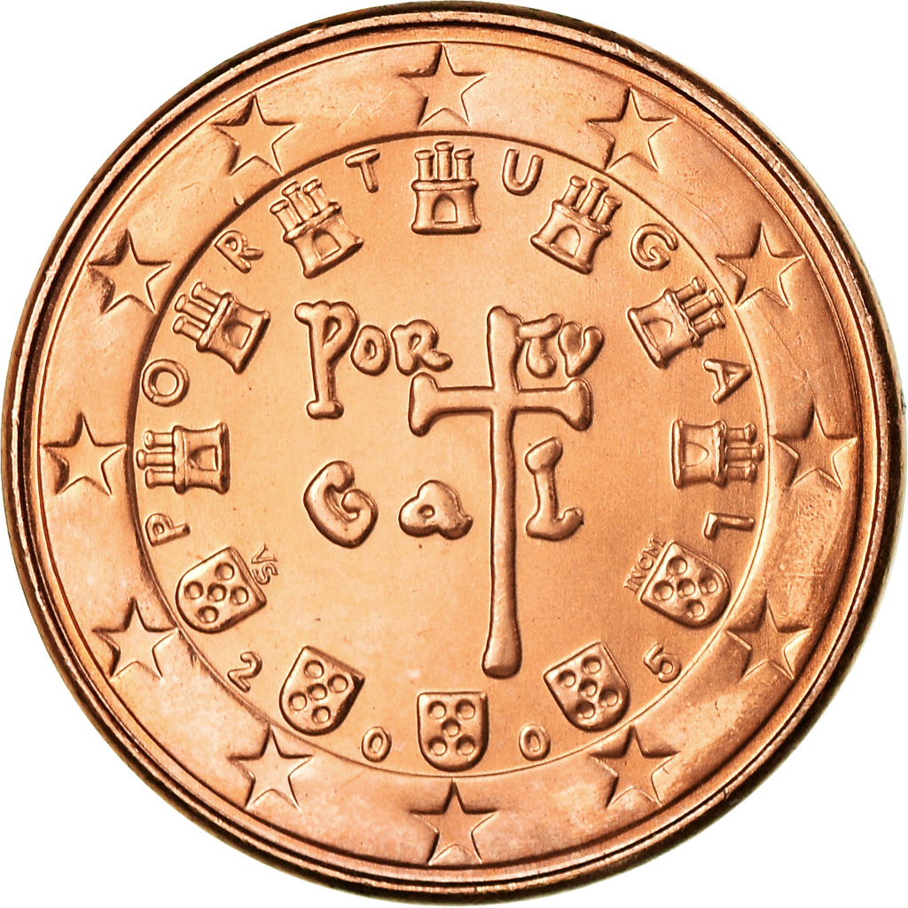 Portugal, 5 Euro Cent, 2005, VZ, Copper Plated Steel, KM:742