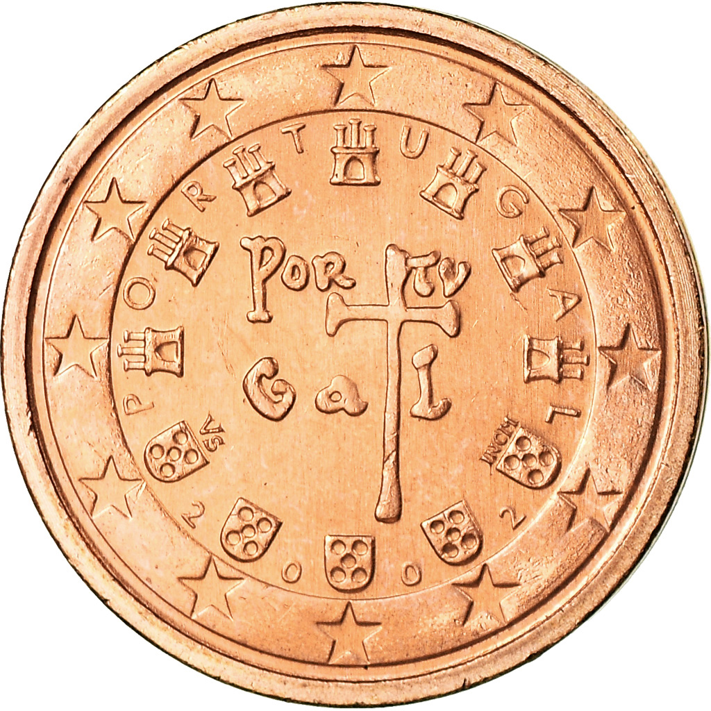Portugal, 2 Euro Cent, 2002, VZ, Copper Plated Steel, KM:741