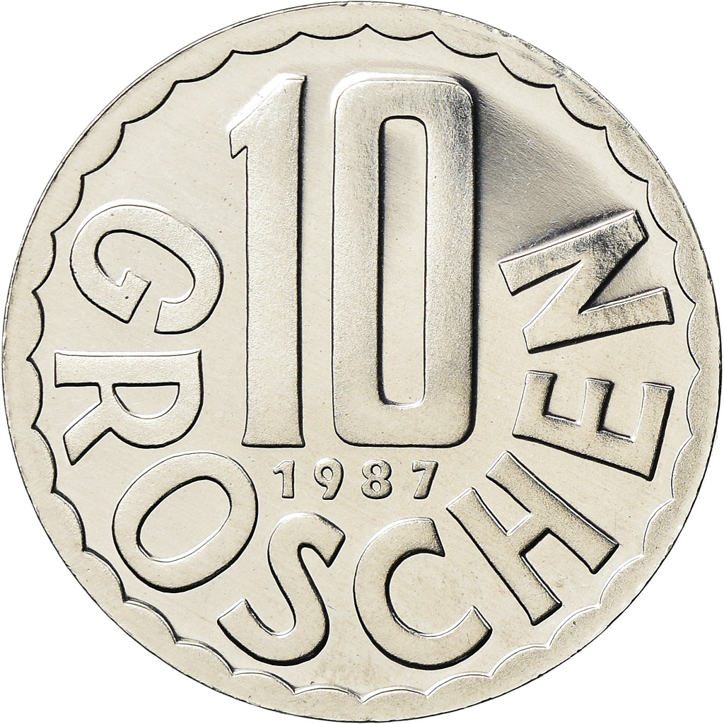 Münze, Österreich, 10 Groschen, 1987, Vienna, BE, STGL, Aluminium, KM:2878