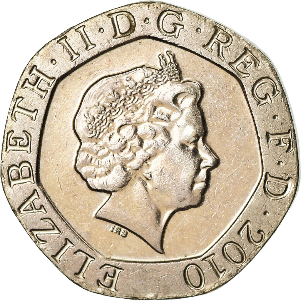 Moneda, Gran Bretaña, Elizabeth II, 20 Pence, 2010, MBC, Cobre - níquel