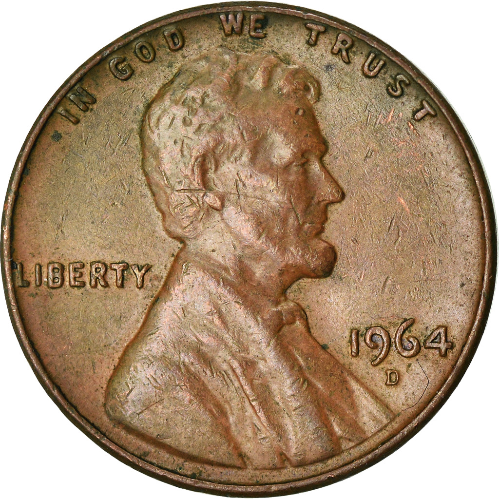 Moneda, Estados Unidos, Lincoln Cent, Cent, 1964, U.S. Mint, Denver, BC+