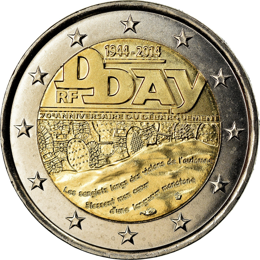 Frankreich, 2 Euro, D-Day, 2014, KM 2174, UNZ, Bi-Metallic, Gadoury:18
