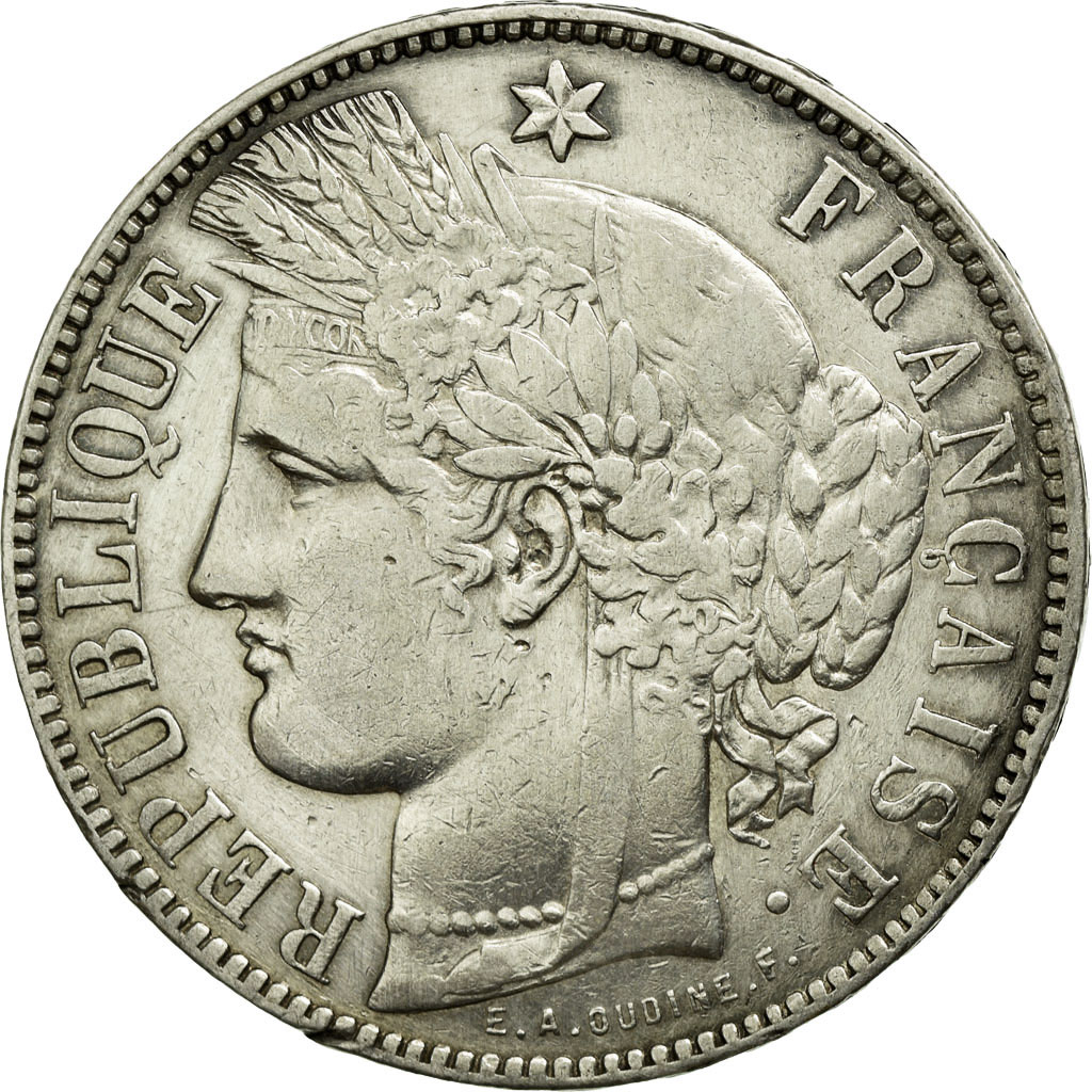 Coin, France, Cérès, 5 Francs, 1871, Bordeaux, , Silver, KM:818.2