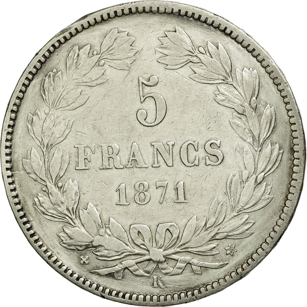 Coin, France, Cérès, 5 Francs, 1871, Bordeaux, , Silver, KM:818.2