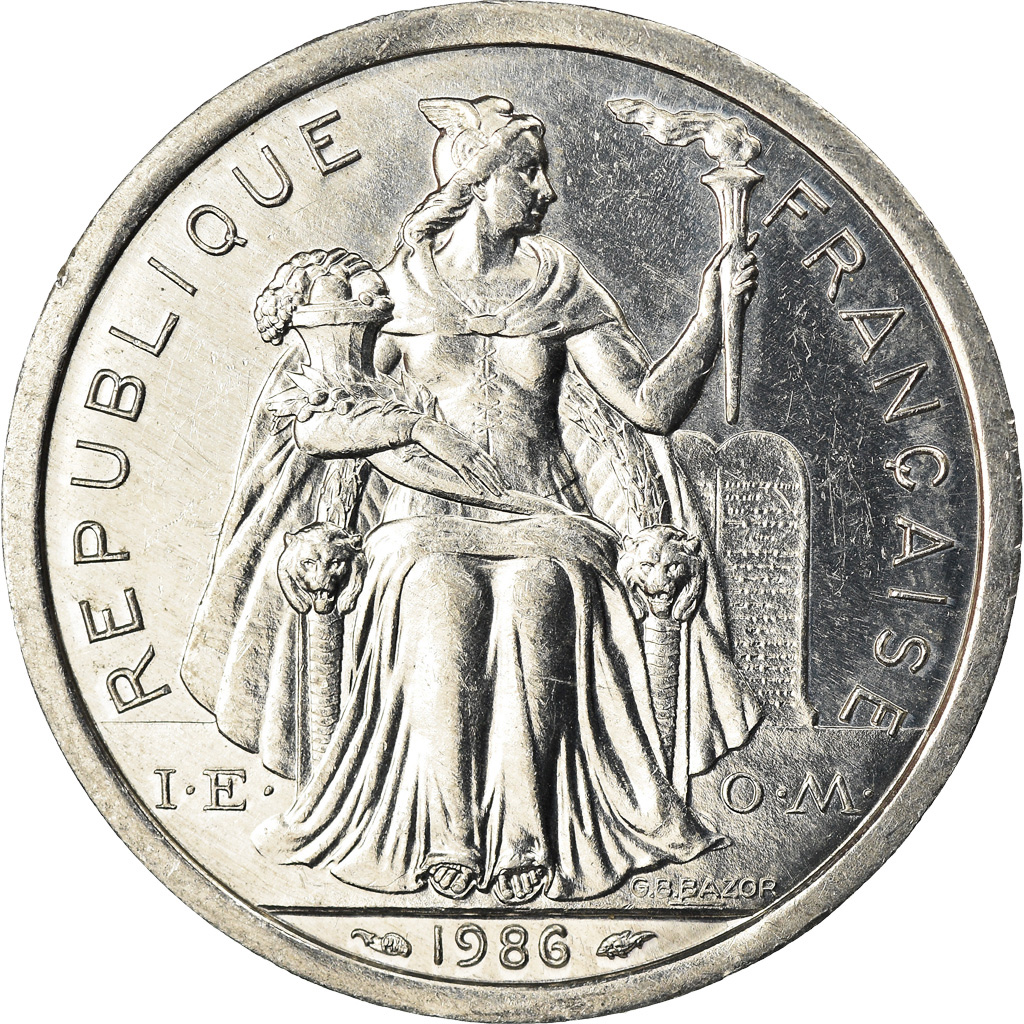 Moneda, Polinesia francesa, 2 Francs, 1986, Paris, EBC, Aluminio, KM:10