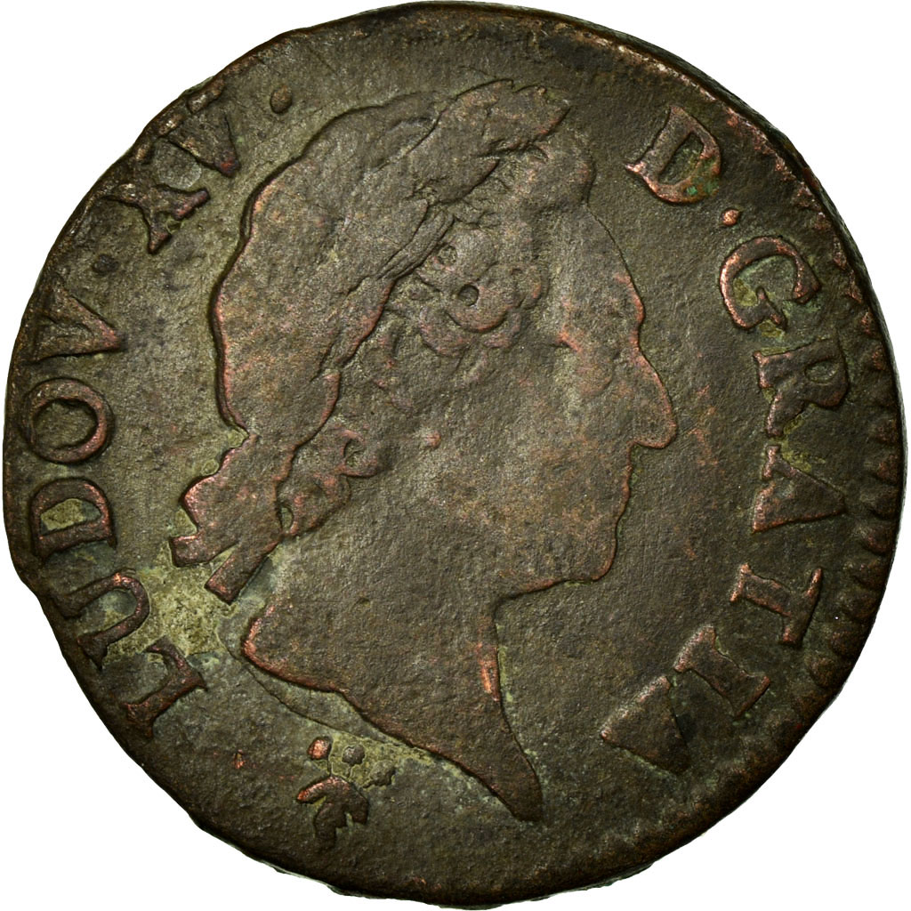 Coin, France, Louis XV, Demi sol à la vieille tête, 1/2 Sol, 1771, Reims