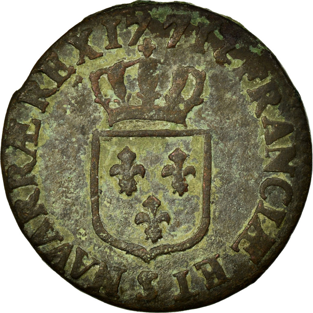 Coin, France, Louis XV, Demi sol à la vieille tête, 1/2 Sol, 1771, Reims