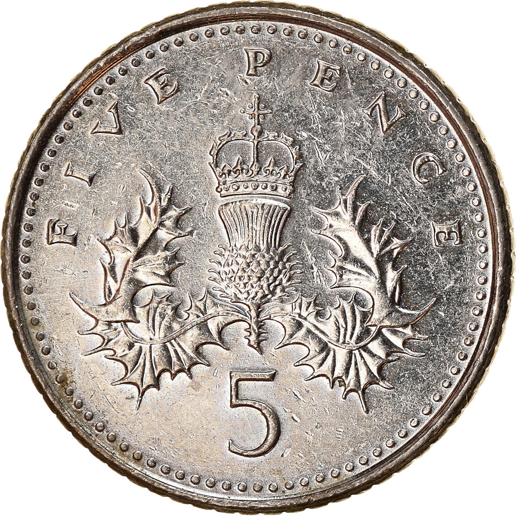 Moneda, Gran Bretaña, Elizabeth II, 5 Pence, 2007, MBC, Cobre - níquel, KM:988