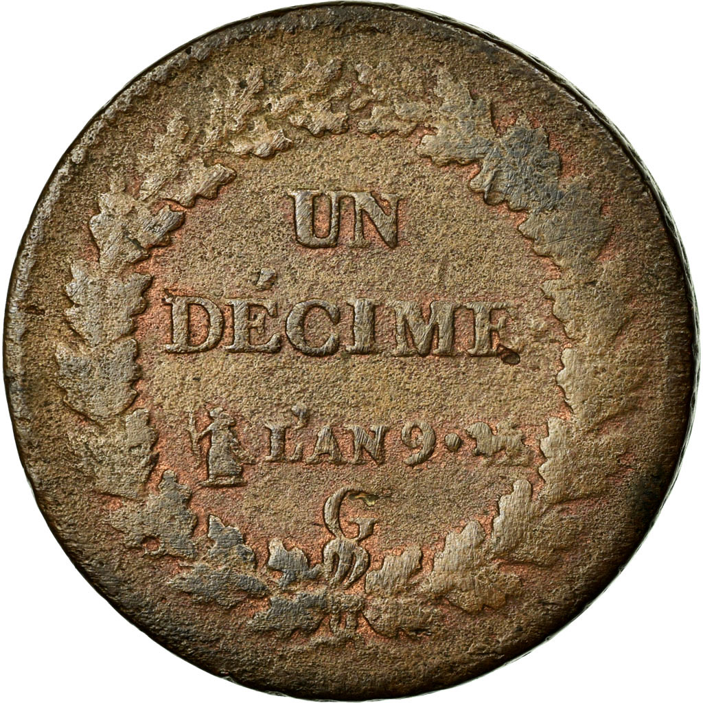 Coin, France, Dupré, Decime, 1800, Geneva, , Bronze, KM:644.6